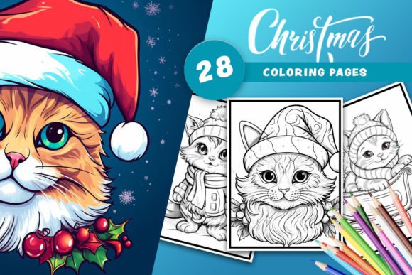 Download Christmas Cat Coloring Pages - Coloring pages Collection