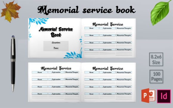 Download Memorial Service Guest Book KDP Interior - Premium Bundle